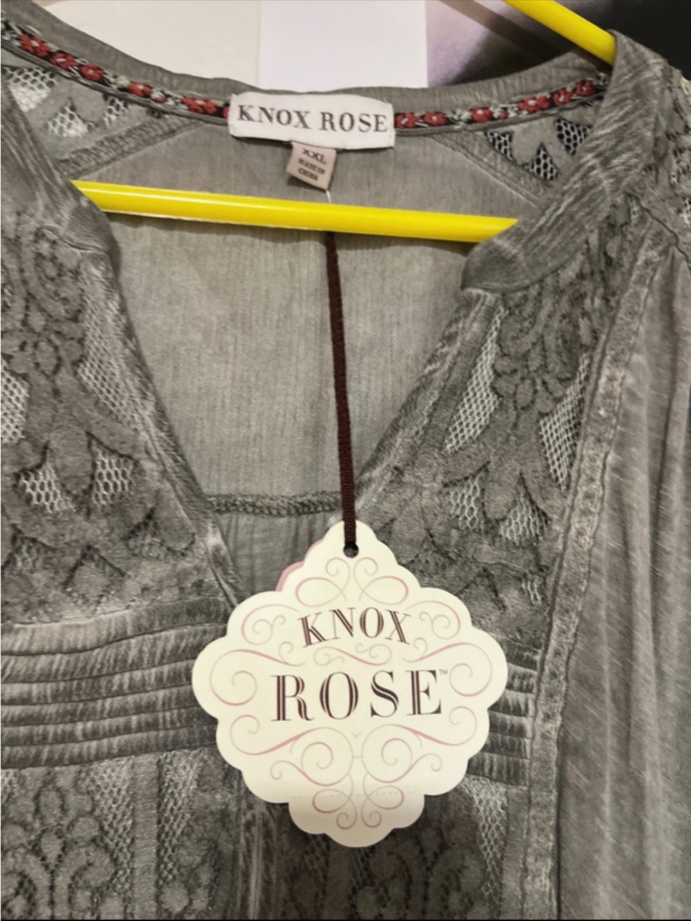 Knox Rose Sage Green Embroidered Boho Tunic - Picture 2 of 6